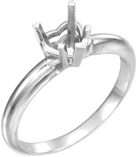 14K White 10x8 mm Heart Solitaire Ring Mounting (1)