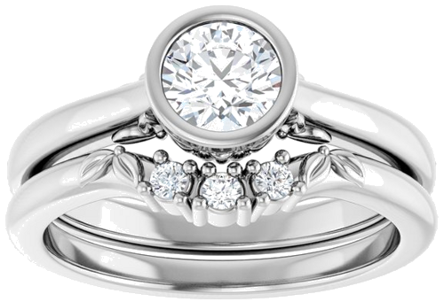 Sužadėtuvių Žiedas „Bezel-Set“ 585 Baltojo Aukso Round 5.2mm (8)