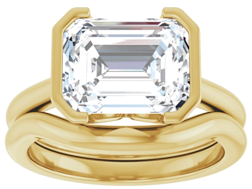 Sužadėtuvių Žiedas „Half-Bezel Solitaire“ 14k yellow gold Emerald 10mm x 8mm (8)
