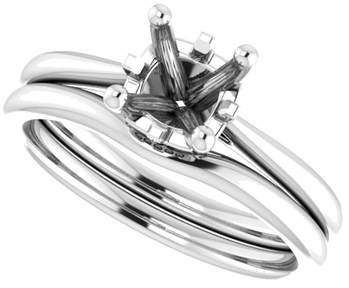 Sužadėtuvių Žiedas „Hidden Cross Solitaire“ 585 Baltojo Aukso Round 6.5mm (10)