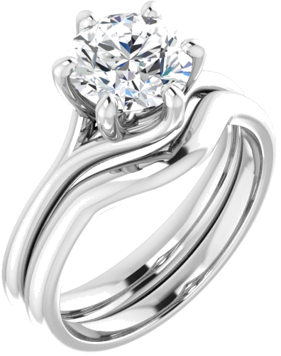 14K White 7.4 mm Round Engagement Ring Mounting (6)