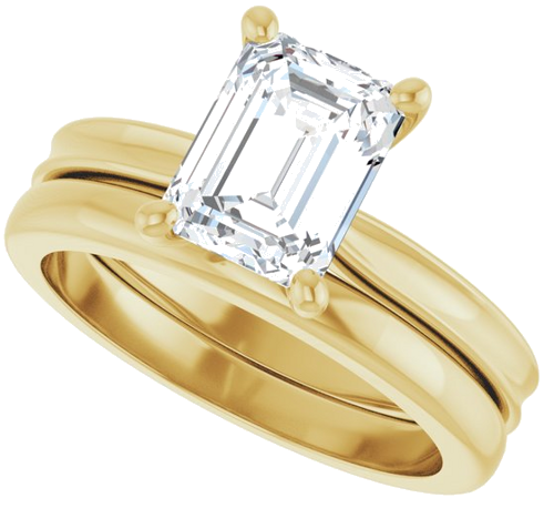 Sužadėtuvių Žiedas 14k yellow gold Emerald 8mm x 6mm (10)