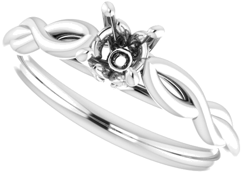 Sužadėtuvių Žiedas „Solitaire“ 585 Baltojo Aukso Round 4.8mm (5)