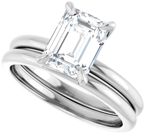 10K White  8x6 mm Emerald Solitaire Engagement Ring Mounting (10)