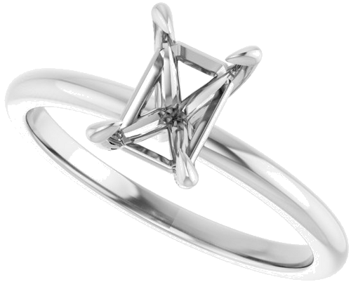 18K White  7x5 mm Emerald Solitaire Engagement Ring Mounting (5)