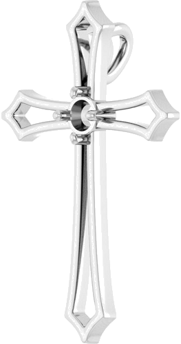 Pakabukas „Accented Cross“ 10k white gold Round 3mm (2)