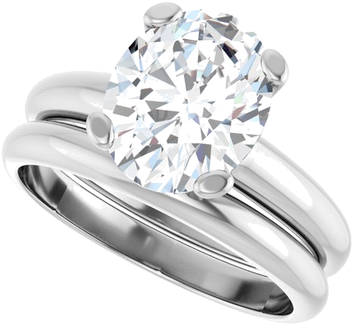 Sužadėtuvių Žiedas „Solitaire“ 585 Baltojo Aukso Oval 10mm x 8mm (10)