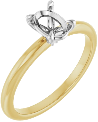 14K Yellow White 7x5 mm Oval Solitaire Engagement Ring Mounting (1)