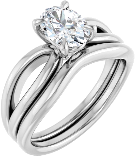 Sužadėtuvių Žiedas „Claw-Prong“ 14k white gold Oval 7.5mm x 5.5mm (6)
