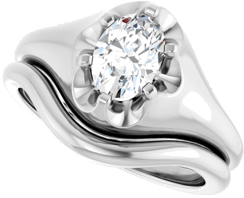 Sužadėtuvių Žiedas „Belcher Solitaire“ 417 Baltojo Aukso Oval 7mm x 5mm (10)