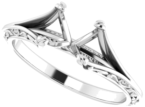 14K White 5 mm Square Engagement Ring Mounting (5)