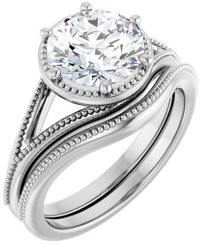 Sužadėtuvių Žiedas „Solitaire“ 14k white gold Round 8.2mm (6)