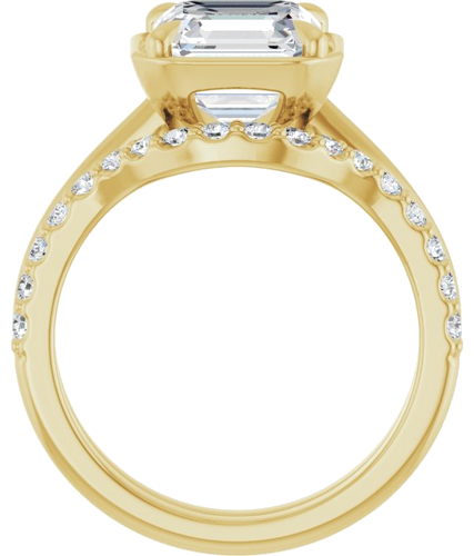 Sužadėtuvių Žiedas „Claw-Prong Solitaire Bezel-Style“ 14k yellow gold Asscher 8mm (7)