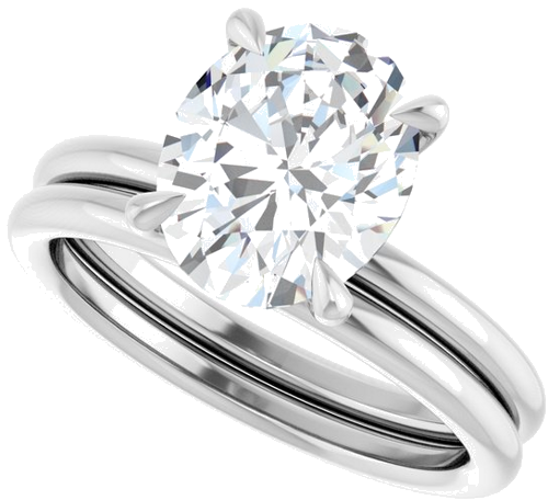 Sužadėtuvių Žiedas „Claw-Prong Solitaire“ 14k white gold Oval 10mm x 8mm (10)