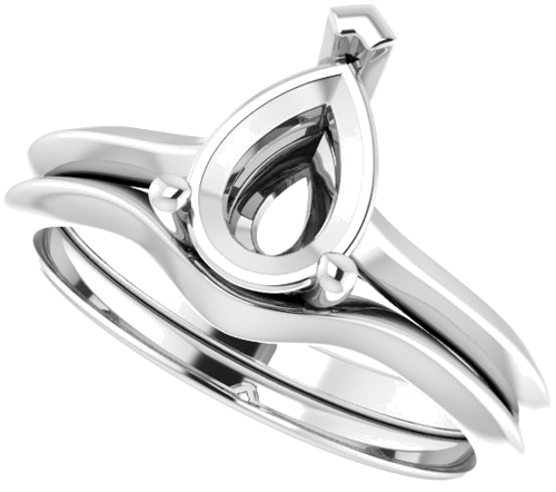 Sužadėtuvių Žiedas „Solitaire“ 585 Baltojo Aukso Pear Shape 9mm x 6mm (10)