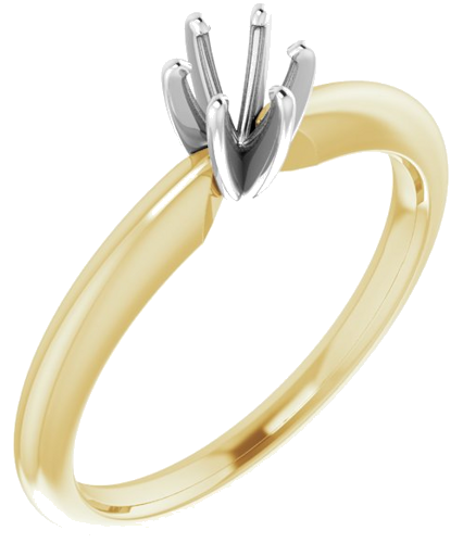 Sužadėtuvių Žiedas „Solitaire“ 14k yellow/white gold Round 4mm x 4.1mm (1)