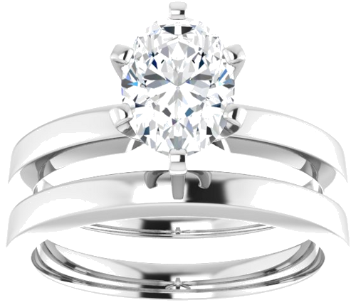 Sužadėtuvių Žiedas „Solitaire“ 585 Baltojo Aukso Oval 8mm x 6mm (8)