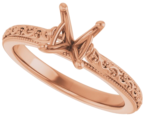 Sužadėtuvių Žiedas „Solitaire“ 585 Rožinis Aukso Oval 8mm x 6mm (5)