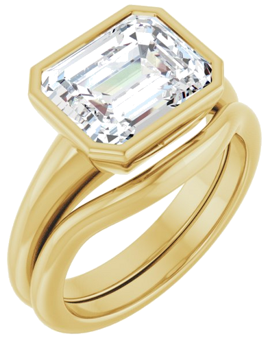 Sužadėtuvių Žiedas „Bezel-Set Solitaire“ 10k yellow gold Emerald 10mm x 8mm (6)