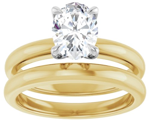 14K Yellow White 8x6 mm Oval Solitaire Engagement Ring Mounting (8)