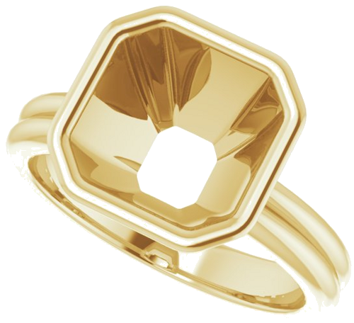 Sužadėtuvių Žiedas „Bezel-Set Solitaire“ 750 Geltonojo Aukso Asscher 9mm (5)