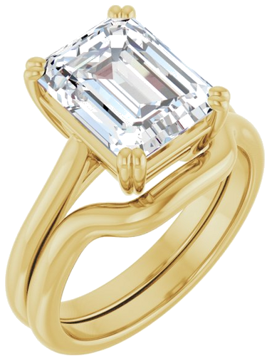 Sužadėtuvių Žiedas „Double Claw-Prong Solitaire“ 10k yellow gold Emerald 10mm x 8mm (6)
