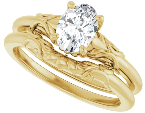 Sužadėtuvių Žiedas „Solitaire“ 14k yellow gold Oval 7mm x 5mm (10)