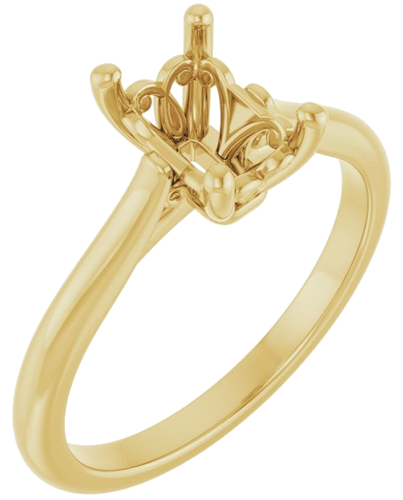 14K Yellow 7x5 mm Emerald Solitaire Engagement Ring Mounting (1)