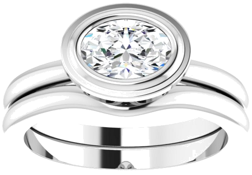 Sužadėtuvių Žiedas „Bezel-Set Solitaire“ 14k white gold Oval 7mm x 5mm (8)