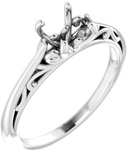 14K White 6.5 mm Round Engagement Ring Mounting (2)