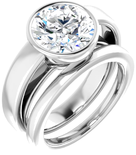 Sužadėtuvių Žiedas „Bezel-Set Solitaire“ 14k white gold Round 9.4mm (6)