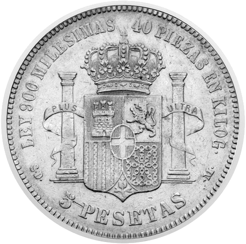5 Pesetai Amadėjus I (1871-1873) Ispanija sidabrinė moneta (2)