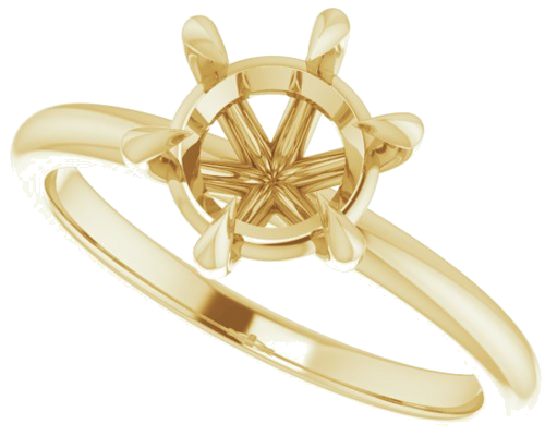 14K Yellow 7.4 mm Round Solitaire Engagement Ring Mounting (5)