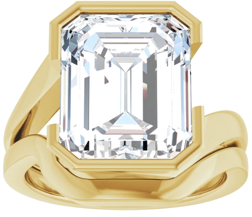Sužadėtuvių Žiedas „Half-Bezel Solitaire“ 10k yellow gold Emerald 12mm x 10mm (8)