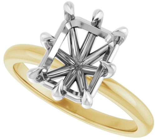 Sužadėtuvių Žiedas „Claw-Prong“ 14k yellow/white gold Emerald 9mm x 7mm (5)
