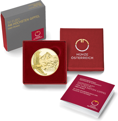 2020 Alpu Dārgumi (Augstie Kalni) Austrija 50 eiro 1/4 oz zelta proof monēta (3)