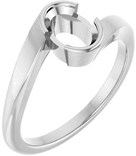 Sužadėtuvių Žiedas „Half-Bezel Solitaire“ 14k white gold Oval 7mm x 5mm (1)