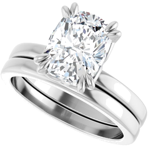Sužadėtuvių Žiedas „Double Claw-Prong Sculptural Solitaire“ 14k white gold Cushion 9mm x 7mm (10)
