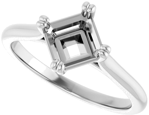 Sužadėtuvių Žiedas „Double Claw-Prong Solitaire“ 14k white gold Asscher 6mm (5)