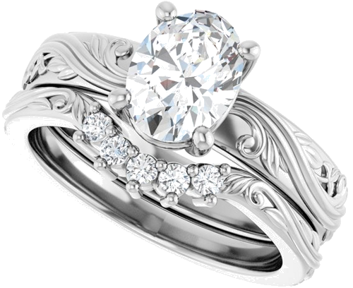 Sužadėtuvių Žiedas „Solitaire Sculptural“ 925 Sidabro Oval 8mm x 6mm (10)