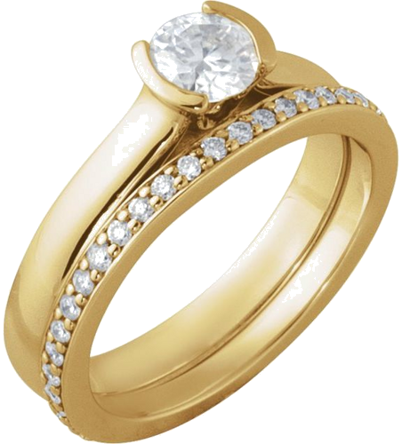 Sužadėtuvių Žiedas „Half-Bezel Solitaire“ 14k yellow gold Round 5.2mm (5)