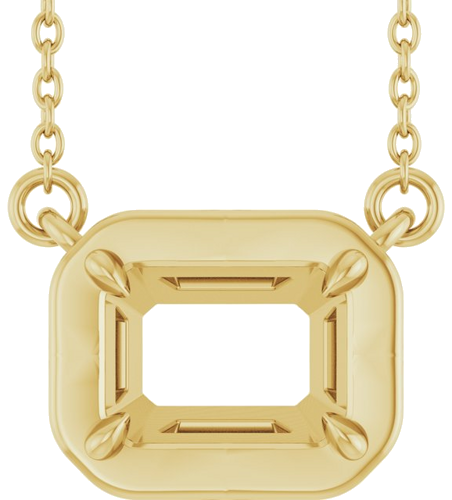 Pakabukas „Claw-Prong Solitaire Bezel-Style“ 14k yellow gold Emerald 7mm x 5mm (1)