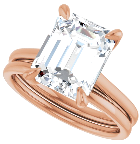 Sužadėtuvių Žiedas „Claw-Prong Solitaire“ 14k rose gold Emerald 10mm x 8mm (10)
