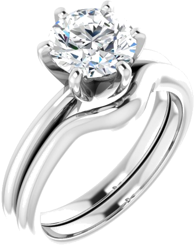 Sužadėtuvių Žiedas „Solitaire“ 10k white gold Round 7.4mm (6)