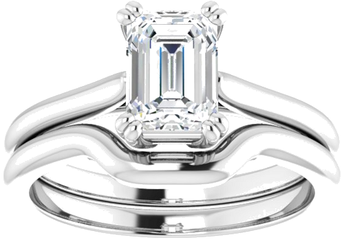Sužadėtuvių Žiedas „Double Claw-Prong Solitaire“ 950 Platinos Emerald 7mm x 5mm (8)