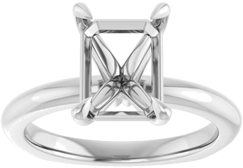 Sužadėtuvių Žiedas „Claw-Prong Euro Shank“ 14k white gold Emerald 9mm x 7mm (3)