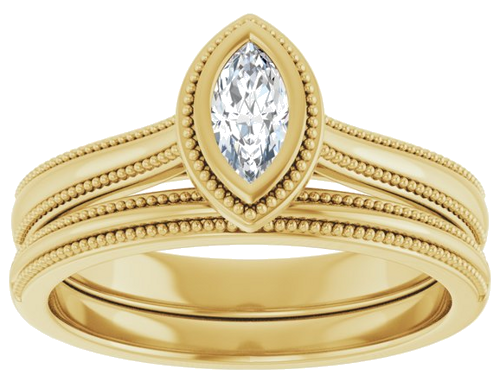 Sužadėtuvių Žiedas „Bezel-Set Solitaire“ 14k yellow gold Marquise 6mm x 3mm (8)