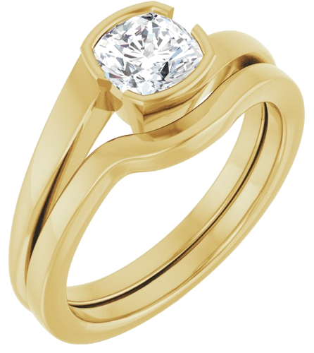 Sužadėtuvių Žiedas „Half-Bezel Solitaire“ 10k yellow gold Cushion 5.5mm (6)