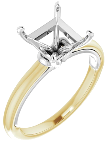 14K Yellow   White  7.5 mm Square Solitaire Engagement Ring Mounting (1)