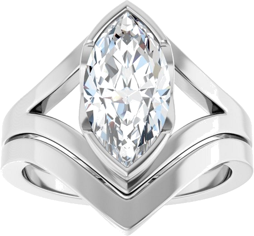Sužadėtuvių Žiedas „Half Bezel Solitaire“ 925 Sidabro Marquise 12.5mm x 6.5mm (8)